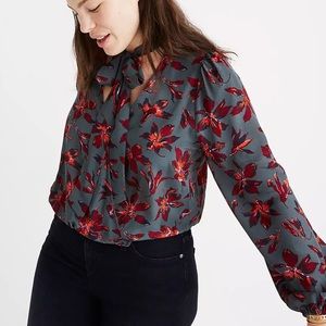 MADEWELL Silk Tie-Neck Wrap Top